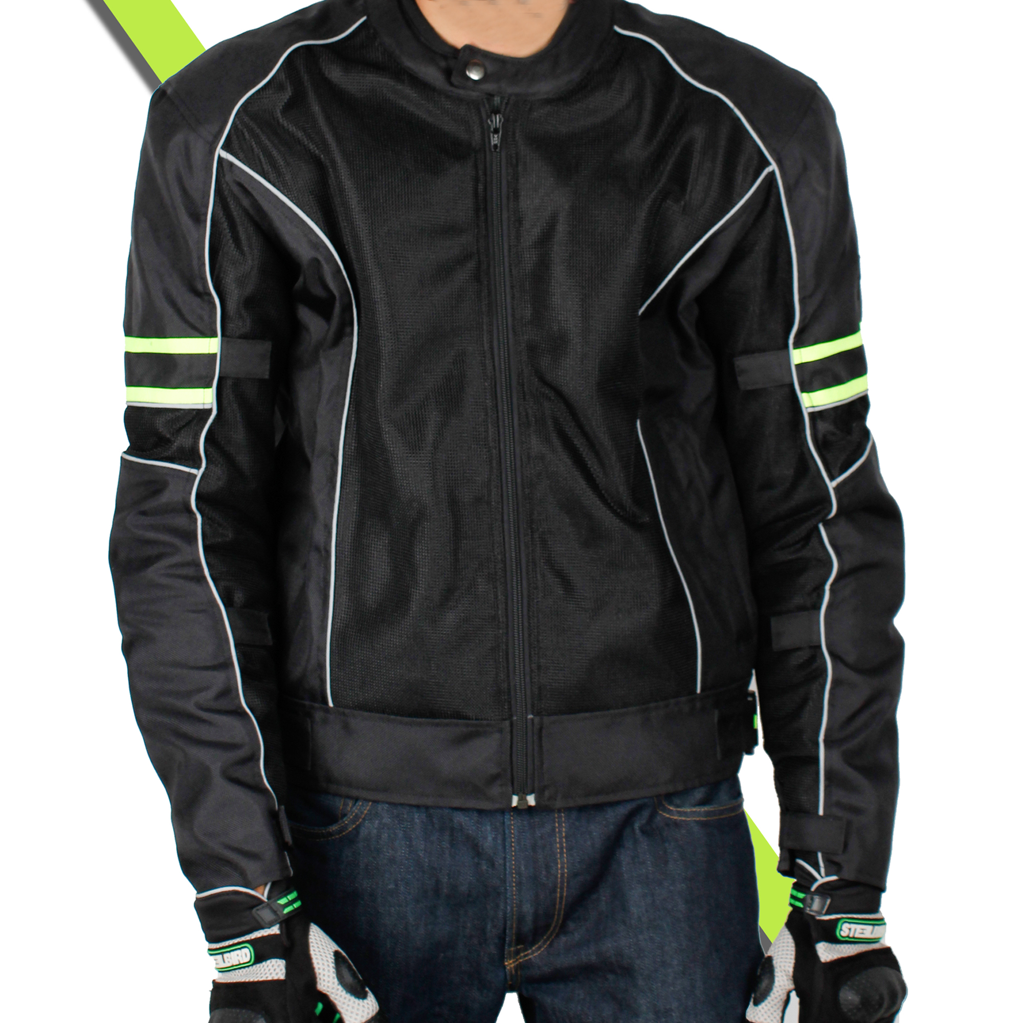 STEELBIRD CITY COMMUTER BIKERS JACKET BLACK/NEON